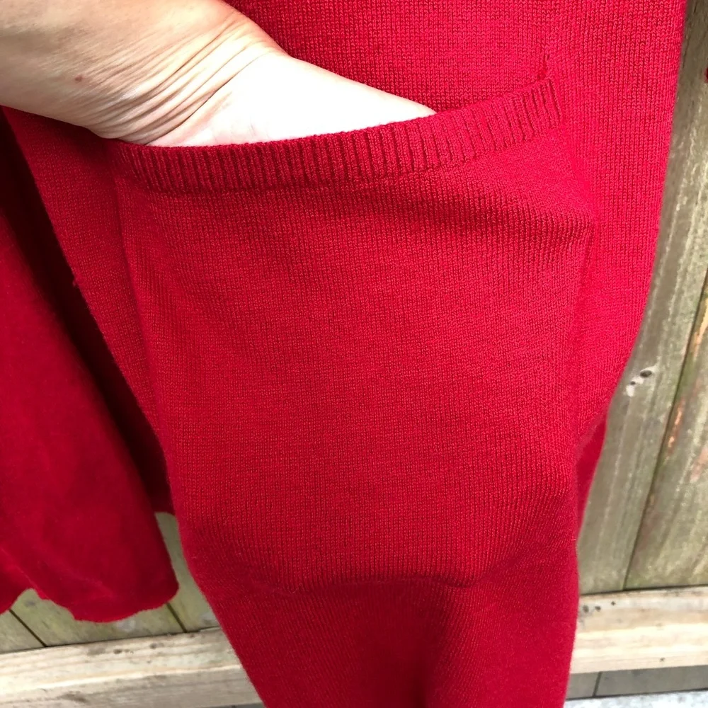 J. Jill Wool Blend Cardigan Size 2X Red Button Front Side Slits Patch Pockets - Picture 4 of 14